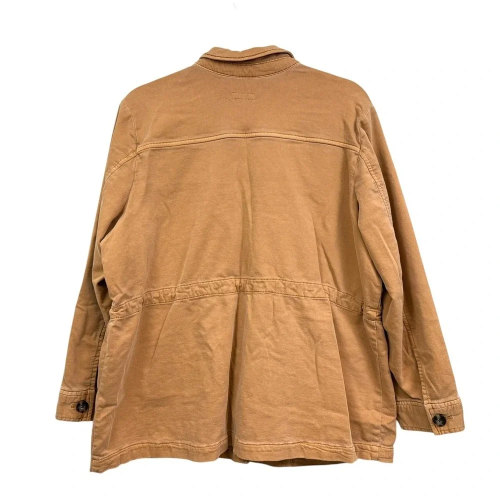 J. Jill Women Dyed Barn Jacket Anorak Light Toffee Cinched Waist Pockets Sz LP*